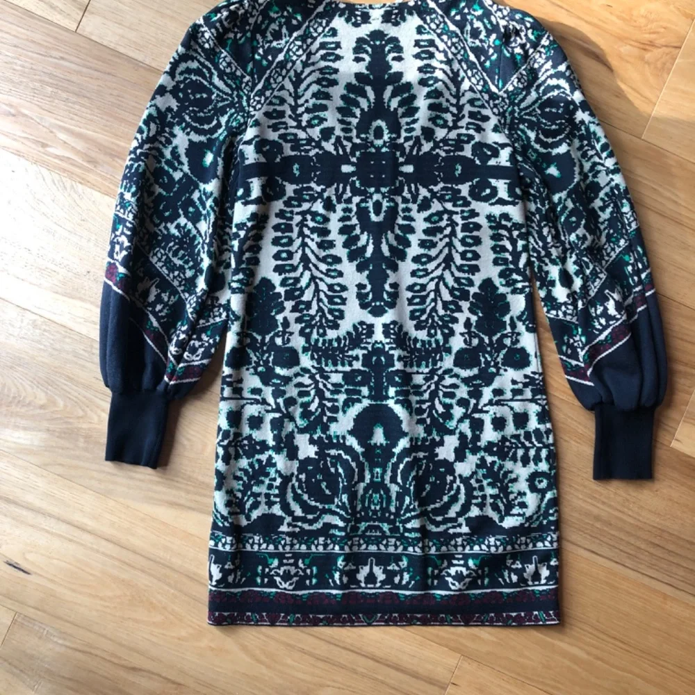 Free People Black and Cream Printed Mini Dress